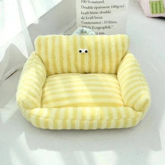 Panier pour chien - NichéMinou™ Jaune avec Rayures - Housse de canapé