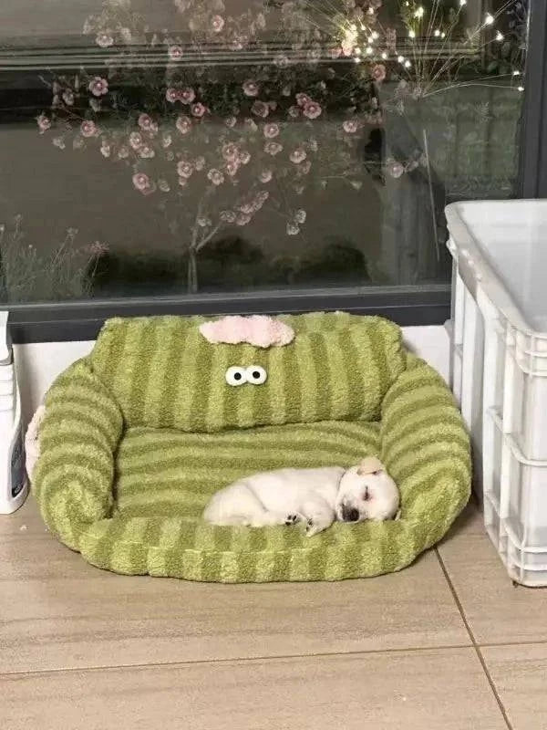 Panier pour chien - NichéMinou™Vert Rayures - Housse de canapé