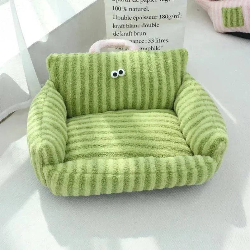 Panier pour chien - NichéMinou™Vert Rayures - Housse de canapé
